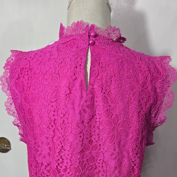 Lipslide Pink Lace Overlay Blouse NWT Sz Small - Picture 4 of 5